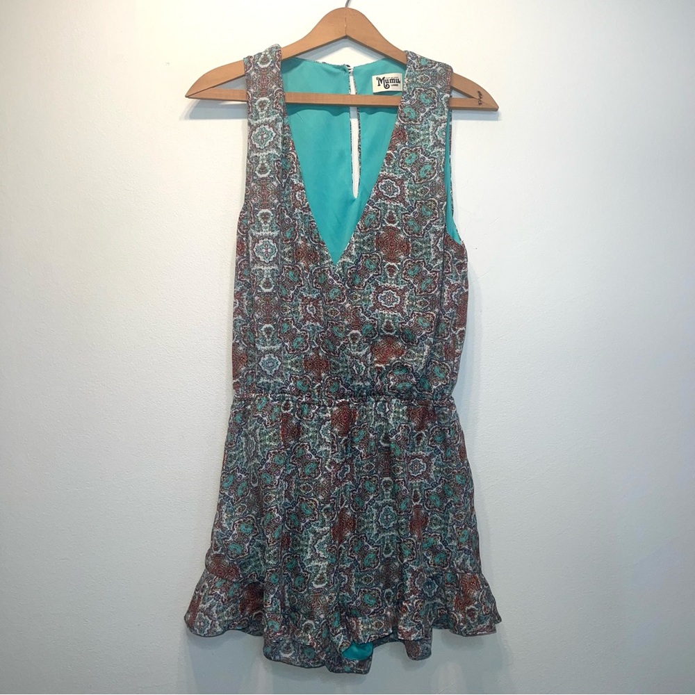 Show Me Your Mumu Riri Romper Green Baltic Sleeveless Romper 2" Inseam